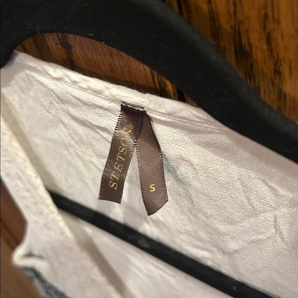 Stetson White‎ Silver Tank Top Beaded Aztec Western Double layer NFR rodeo small - Picture 4 of 5